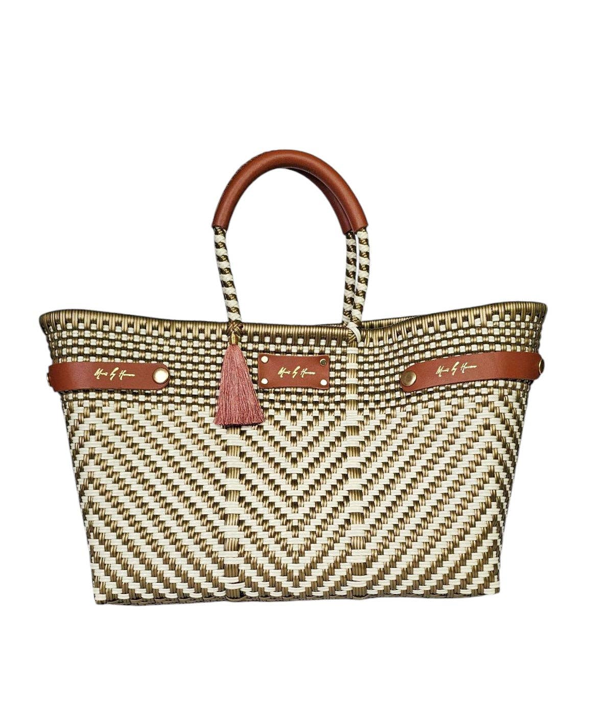 MAVIS BY HERRERA - Vendita all'ingrosso Borsa con manico - Donna - Borsa Convertibile a Basso Inquinamento - Avorio Oro di Lusso1