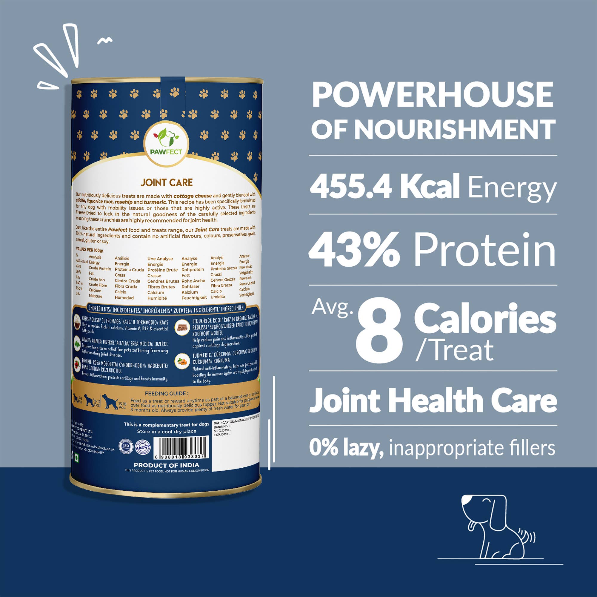 Pawfect Pet Foods Pvt Ltd - USA - Wholesale Pet Treats - Dog - Pawfect Nature's Munch Freeze-Dried Joint Care Cheese treats for Dogs| 100% Natural| High Protein, Low Fat| 8 Calories per Treat| Grain-Free| Healthy Training Treat (75g/2.65oz)1