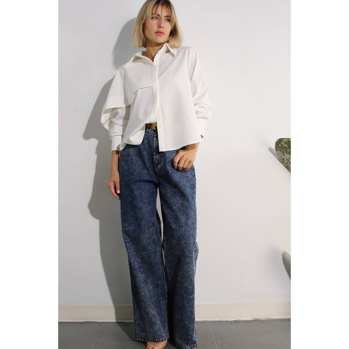 WASHED DENIM SHIRTS JACKEET AND PANTS SET for wholesale on Faire14