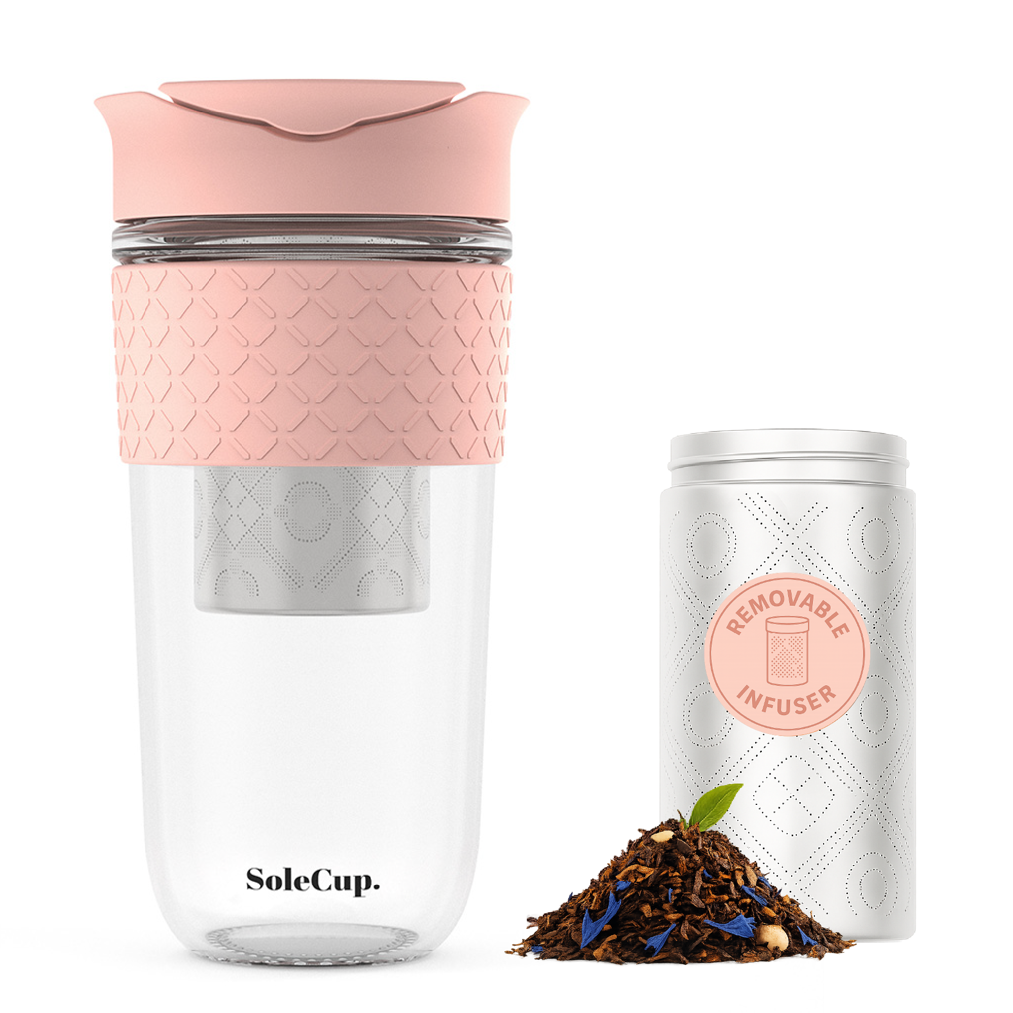 SoleCup - Wholesale Insulated Mug/Tumbler - SoleCup Glass Travel Mug 18oz (530ml) with Loose Tea Infuser16