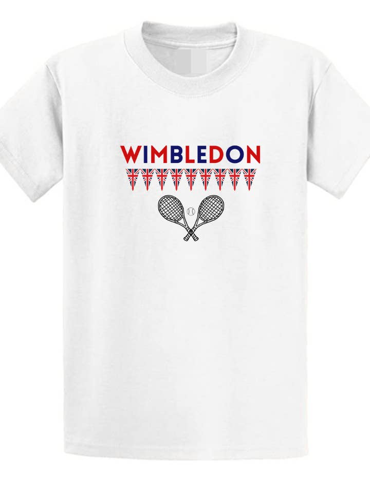 Second Ave Men's Bunting Wimbledon Tennis White T Shirt for wholesale by Second Ave Gift Company