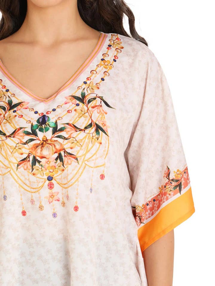 Guld Kvinder Lang Kaftan Sommer Kaftankjole Guld 152 S-3XL for engroshandel på Faire