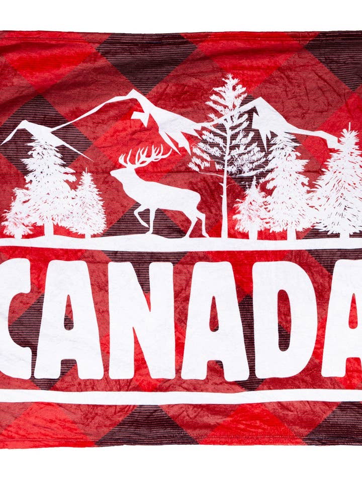 Canada Landscape Buffalo Plaid Lightweight Throw Blanket for wholesale by Calhoun Sportswear