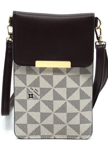 Portafoglio per cellulare a tracolla con monogramma per la vendita all'ingrosso da parte di Blak Wardrob