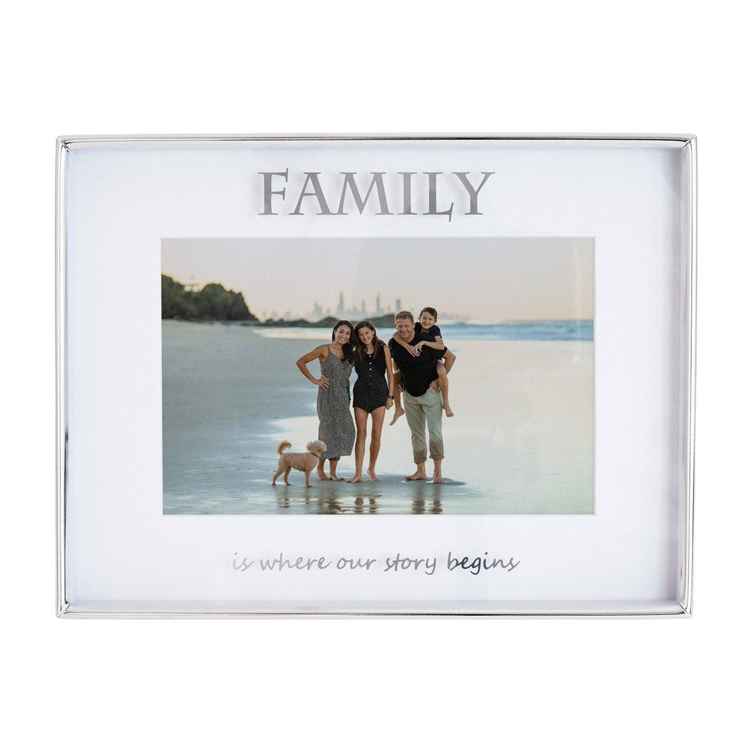 Happy Homewares – wholesale Picture frame – Contemporary Silver Plated Metal Family 4x6 Picture Frame for Wall or Table0