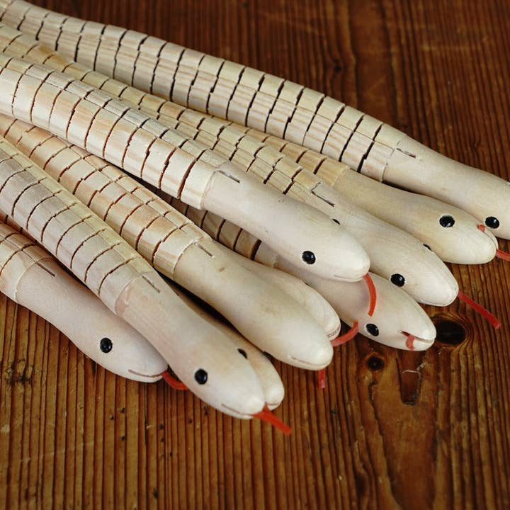Backwoods Provisions - Wholesale Wood Toy - Kids - Set of 10 Wooden Snakes - Unpainted