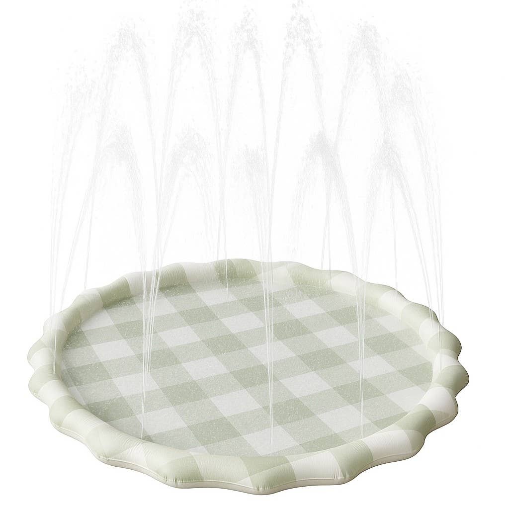 Brooklyn Neutral - Wholesale Inflatables - Green Gingham Splash Pad1