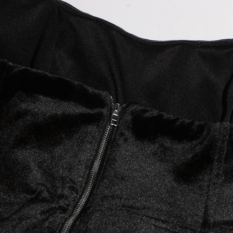 Black DR439 Style Tube Top Dress with 3D Floral Hemline for Women for wholesale on Faire10