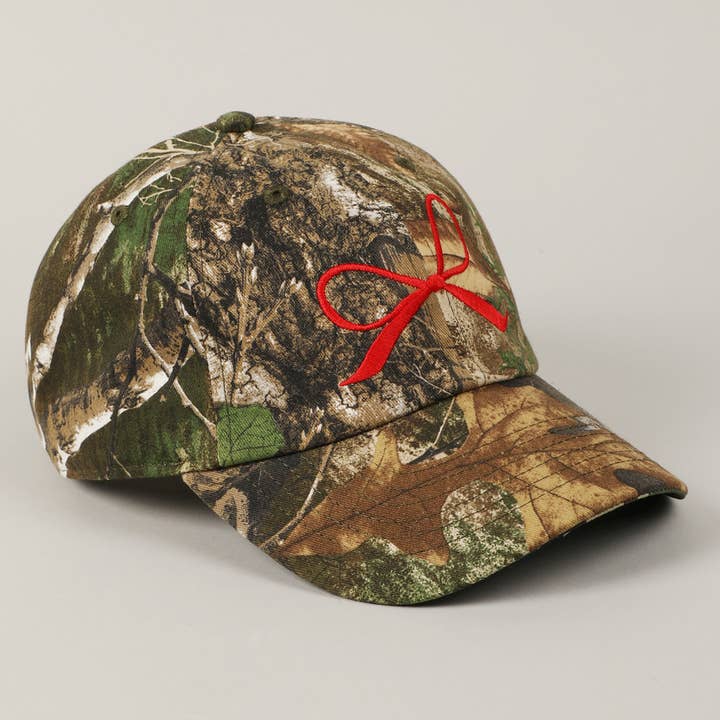 Fashion City - Wholesale Baseball Cap - Women's - Ribbon Bow Embroidery Camo Baseball Cap8