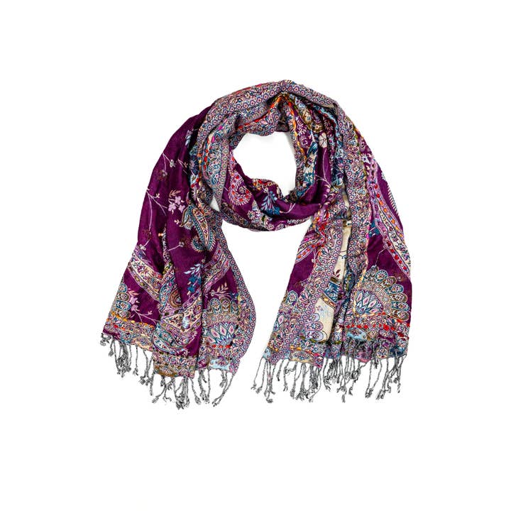 Raj Trading & Imports (USA) Inc. - Wholesale Scarf – Women's - Amanda Thick Stitch Embroidered Scarf Shawl29