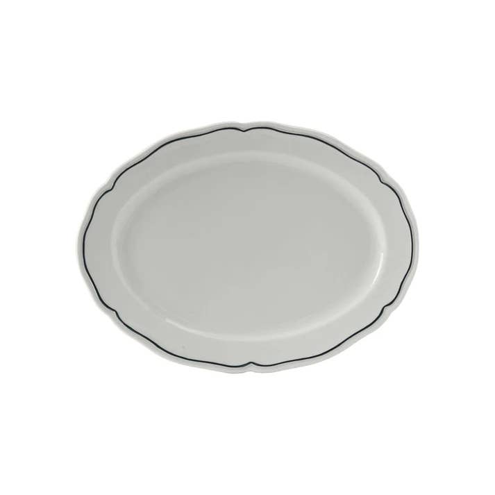Handpainted Scalloped Ceramic Oval Platter, 10.5" for wholesale by Tuxton Home