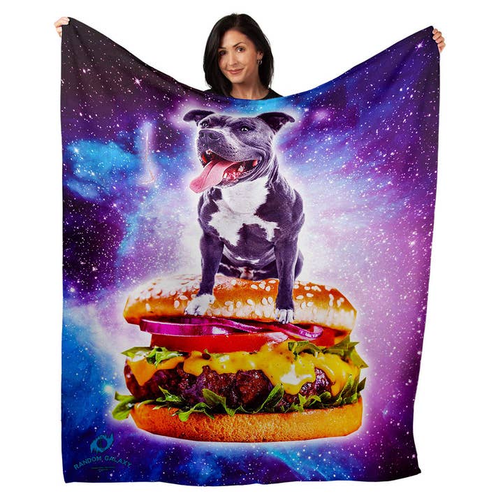 Couverture Minky en peluche Galaxy Pitbull Riding, 50 po x 60 po pour la vente par Artopia