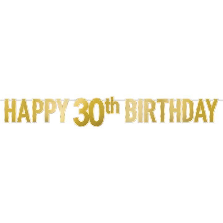 Beistle - Wholesale Party Sign/Banner - Foil Happy "30th" Birthday Streamer, 7¾" x 5'