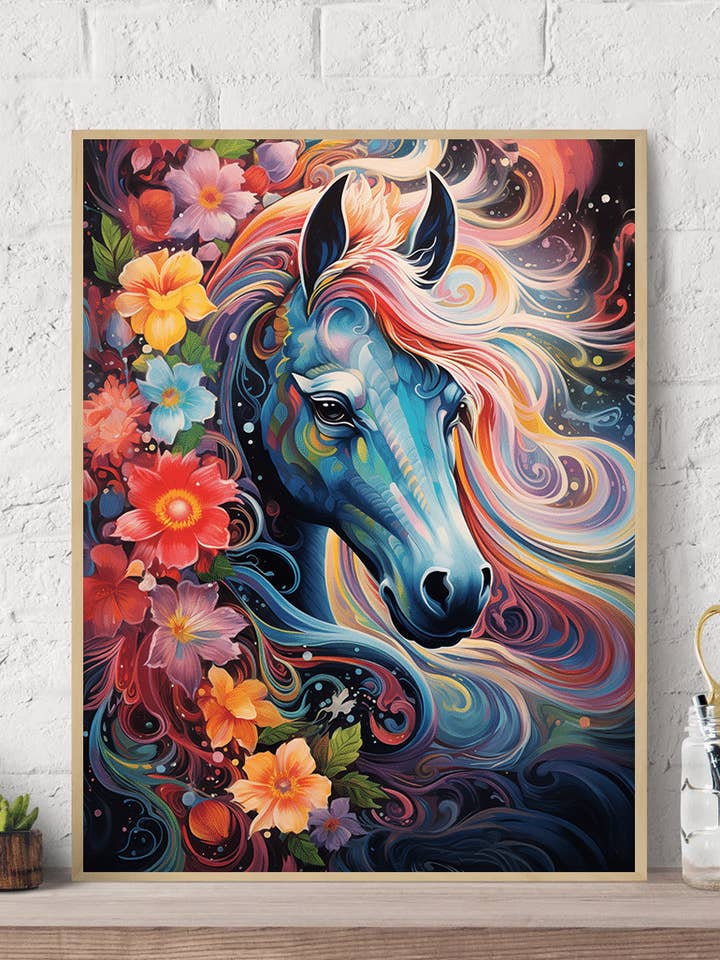 Lámina de pared sobre lienzo con forma de flor de caballo cósmico para venta al por mayor de Arttique - Artistry Canvas Prints