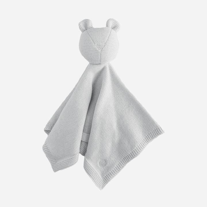 Lovey Bear Grey Organic Cotton Baby Gift Blanket Spring for wholesale by The Blueberry Hill