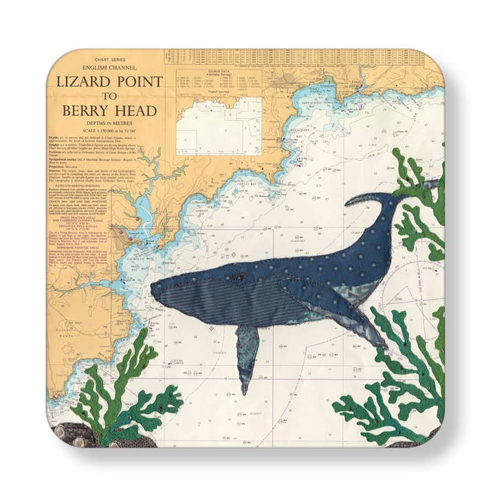 Whale at Falmouth Cornwall magnet for wholesale by Hannah Wisdom Textiles
