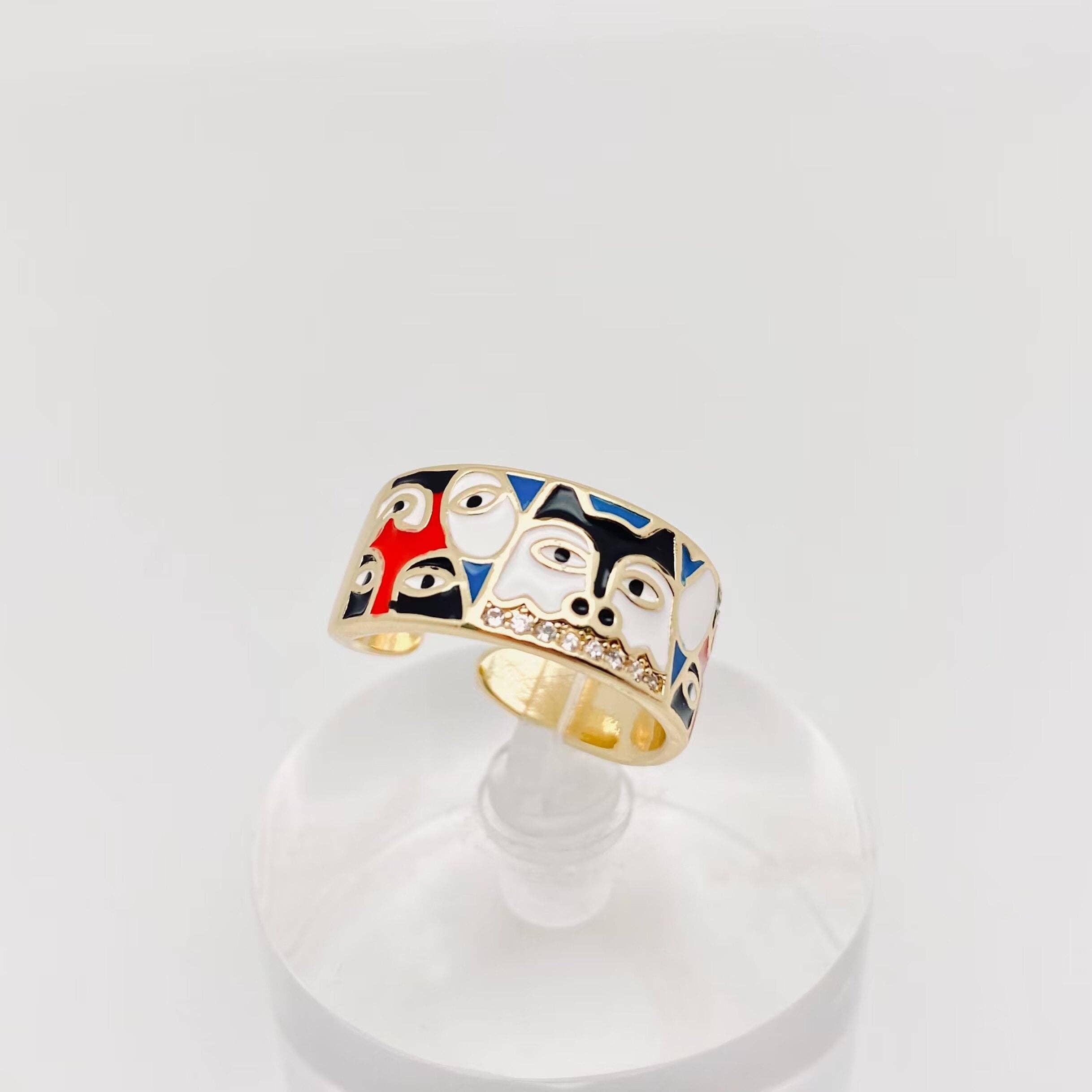 Mio Queena - Wholesale Cocktail/Statement Ring - Multi-style Enamel Gold-plated Ring |Flowers|Butterfly|Eyes3