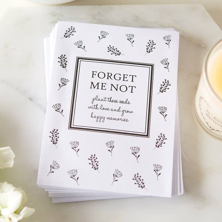 25 Unfilled Forget-Me-Not Seed Packet Envelopes for wholesale by Angel & Dove