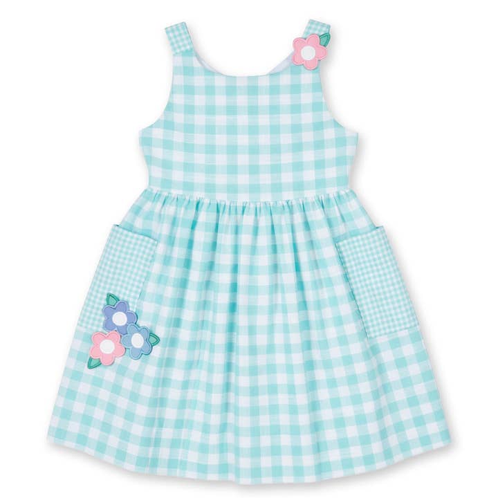 Gingham Linen Look Dress With Flowers for wholesale by Florence Eiseman