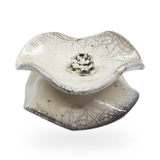 Bio Ethic - Wholesale Incense Holder - Raku incense holder white-gray0