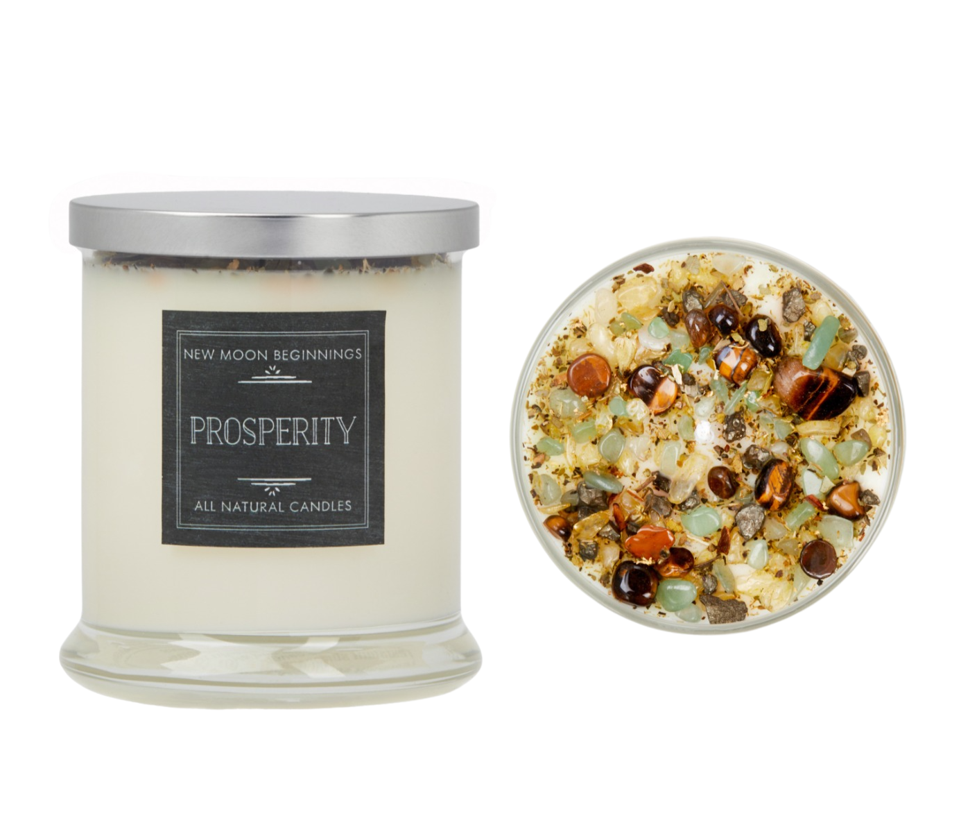 New Moon Beginnings - Wholesale Jar/Filled Candle - Prosperity Candle - Soy Candles - Herb & Crystal Candle1