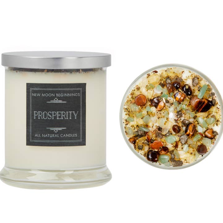 New Moon Beginnings - Wholesale Jar/Filled Candle - Prosperity Candle - Soy Candles - Herb & Crystal Candle7