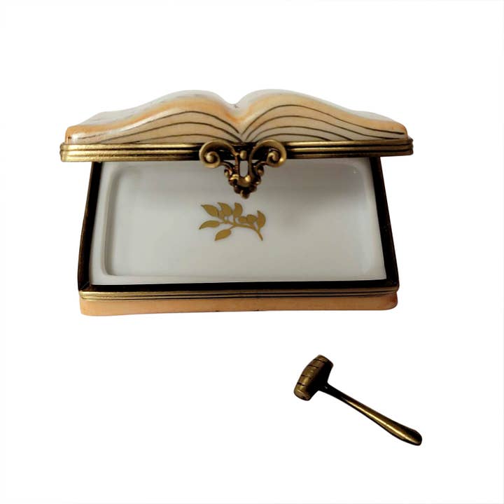 Rochard - Wholesale Decorative Tabletop Object - Open Law Book With Removable Brass Gavel