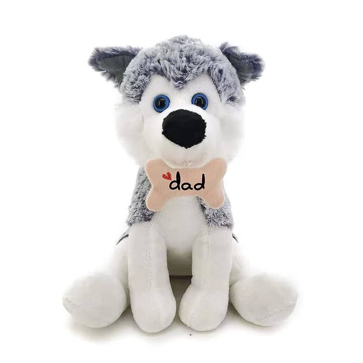 Plushland - Venta al por mayor Peluche - Niños y bebés - Beagle de peluche con hueso «papá» 7"2