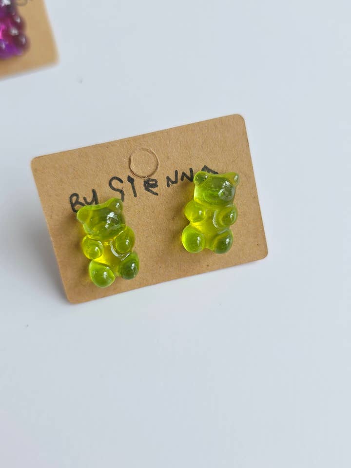 Green Gummy Bear Earrings for wholesale by Petite Sips & Sweets
