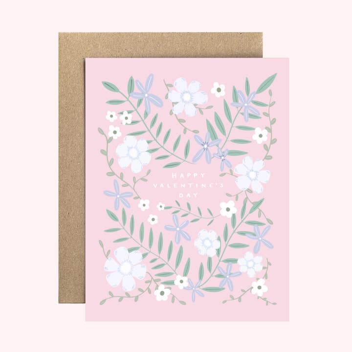 Floral Valentine Greeting Card por atacado de Blue Whale Paper Co