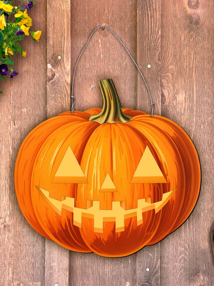 Outdoor Metal Art Glowing Jack-o'-Lantern for wholesale by Steel Southern Designs