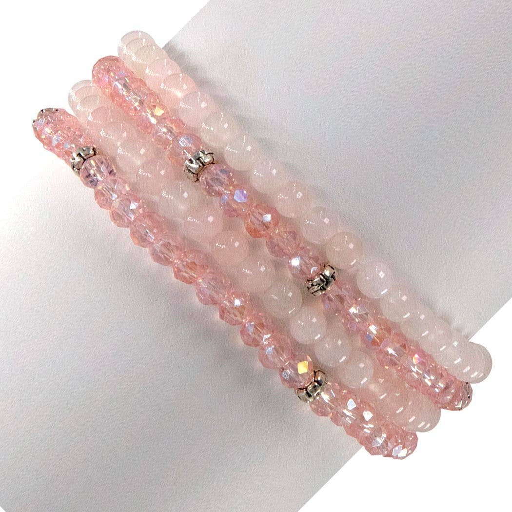 My Fun Colors - Wholesale Beaded Bracelet - Gemstone + Crystal Bead Stretch Bracelets, Set4 | 24 Styles!5