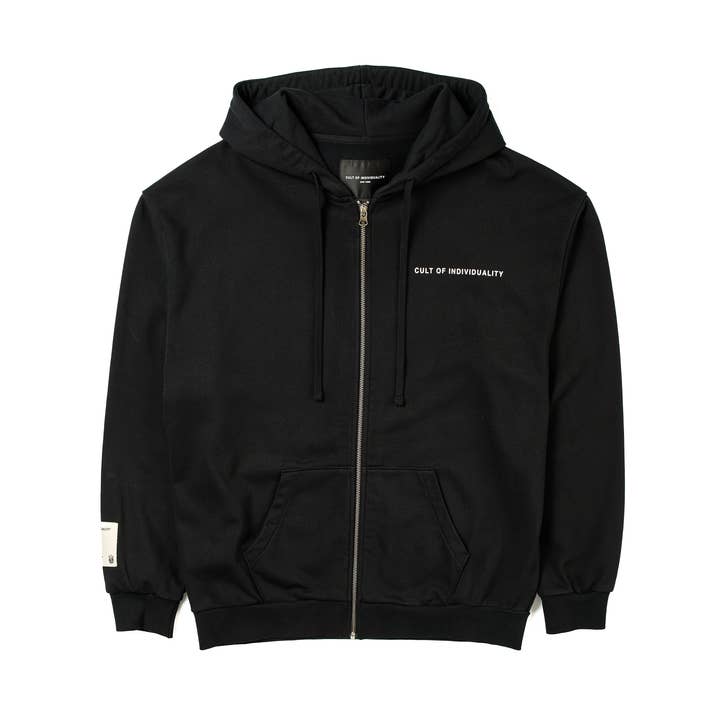 Sudadera negra con capucha y cremallera de Cult's para venta al por mayor de Cult of Individuality