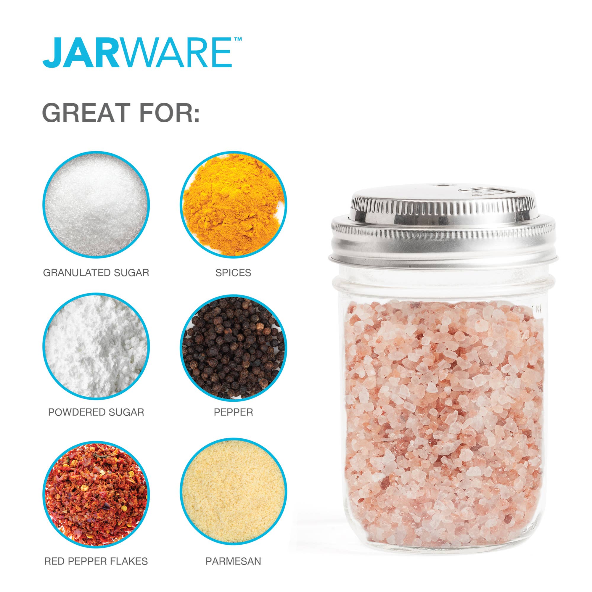 Fox Run Brands - Wholesale Jar - Jarware Spice Lid for Wide Mouth Mason Jar5