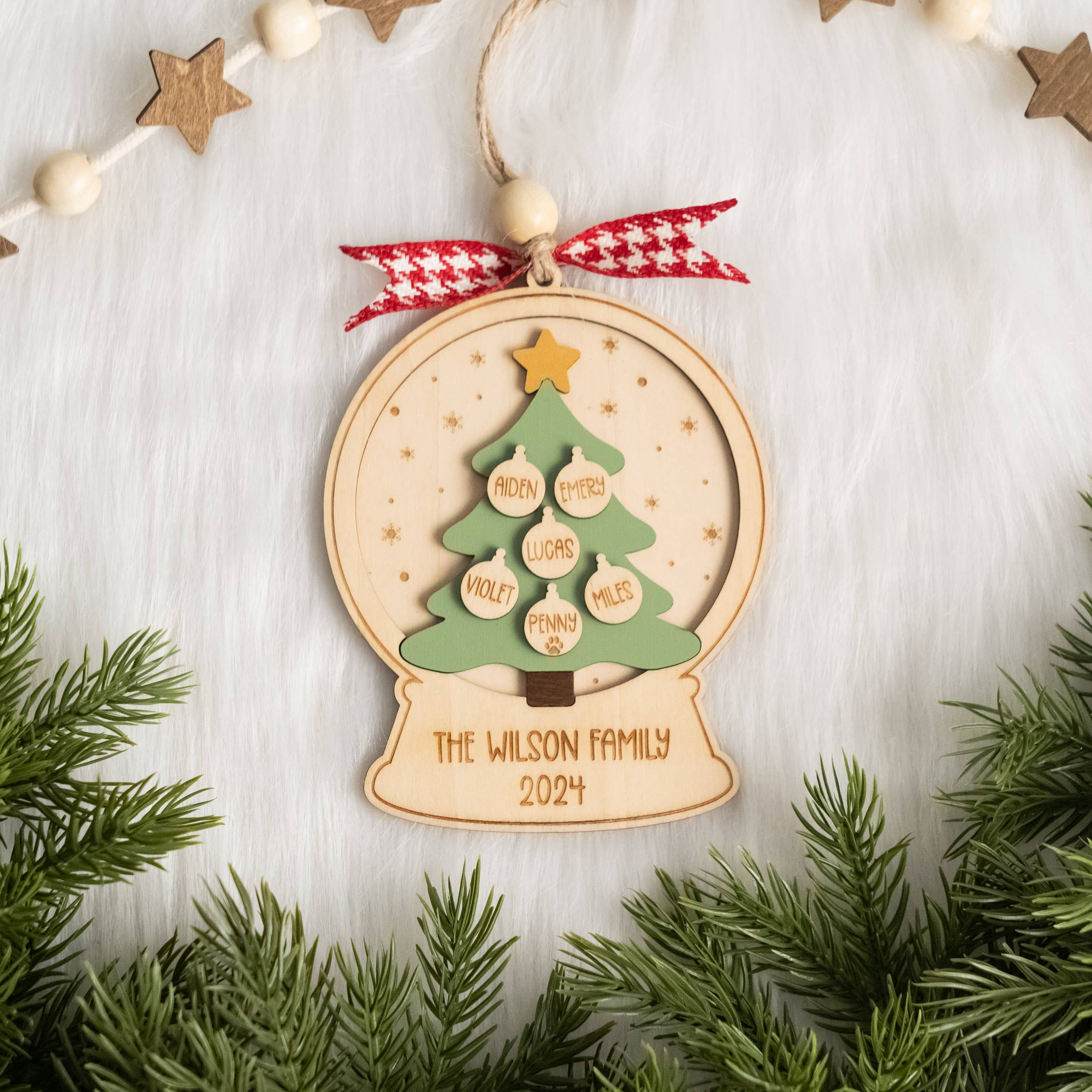 BearCrafts – Ornamento por atacado – Enfeite de árvore de Natal de família em madeira para decoração de férias R714