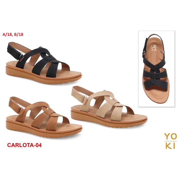 Sandales rembourrées confortables pour femmes YOKI à dessus croisé pour la vente par Yoki Fashion