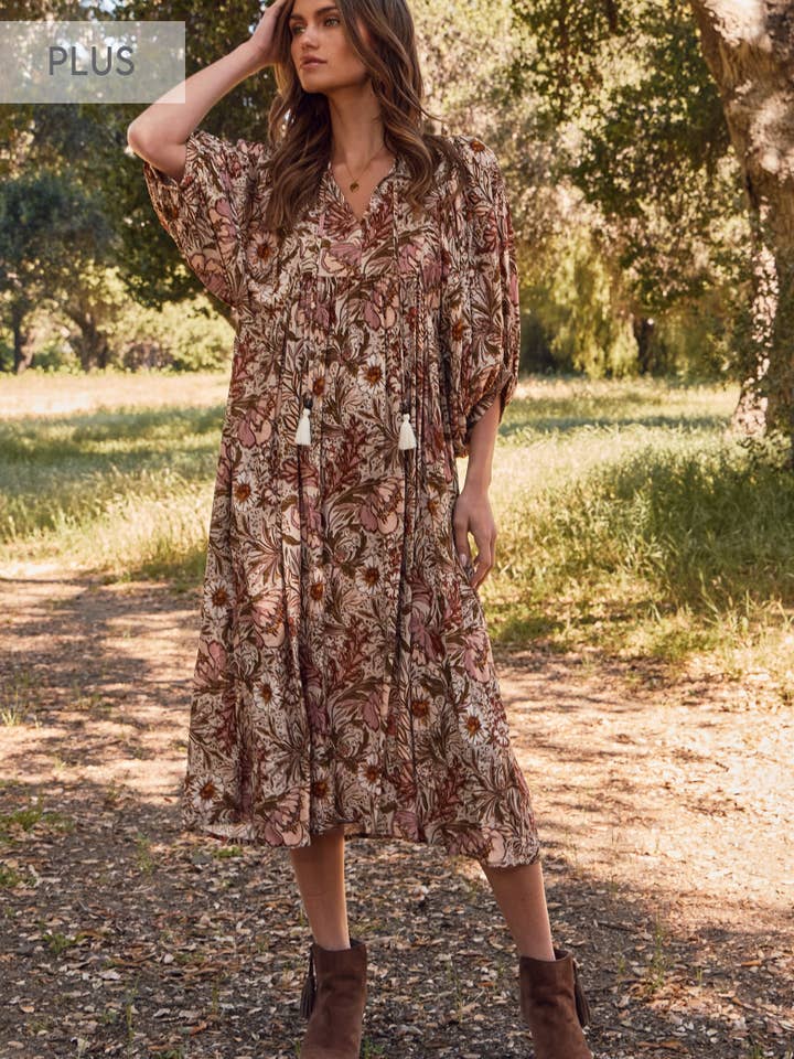 Plus Bohemian Floral Maxi Dress for wholesale by Oddi