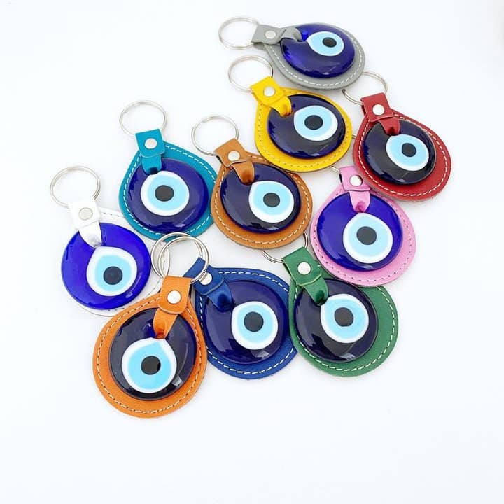 Evileyefavor - Wholesale Keychain - Women's - Blue Evil Eye Keychain, Leather Keychain, Evil Eye Keyring, Turkish Evil Eye2
