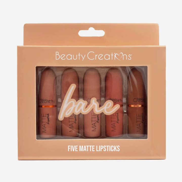 Beauty Creations Bare 5 Matte Lipsticks for wholesale by NutriSkin
