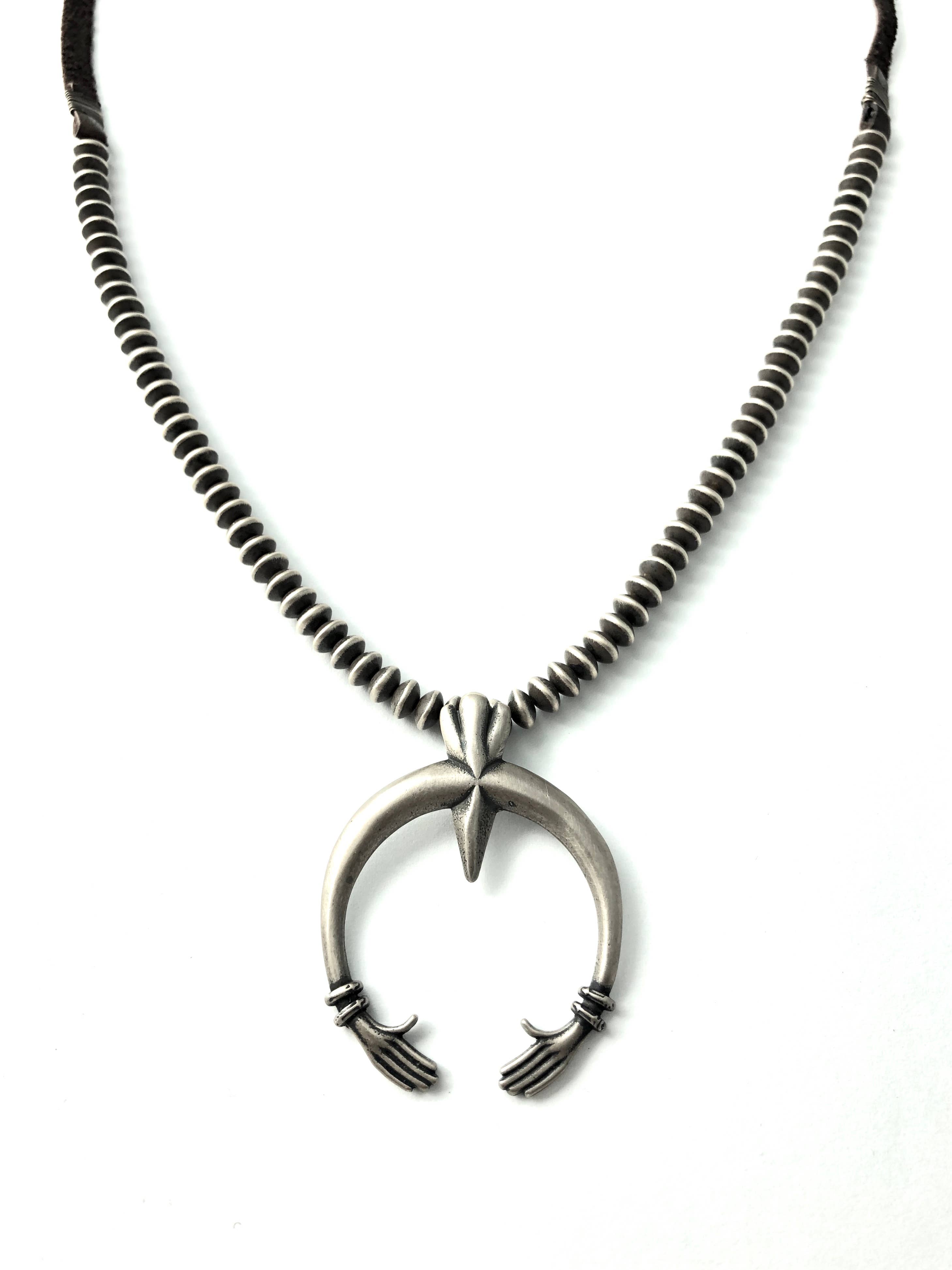 CLP Jewelry - Wholesale Pendant/Charm Necklace - Silver Naja on Oxidized Bead and Leather Necklace0