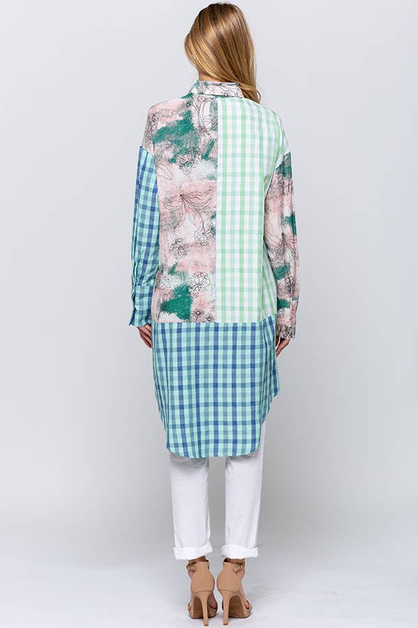 QMP Moda - Wholesale Dress - Women's - PATTERN BLOCKED SHIRT DRESS     11