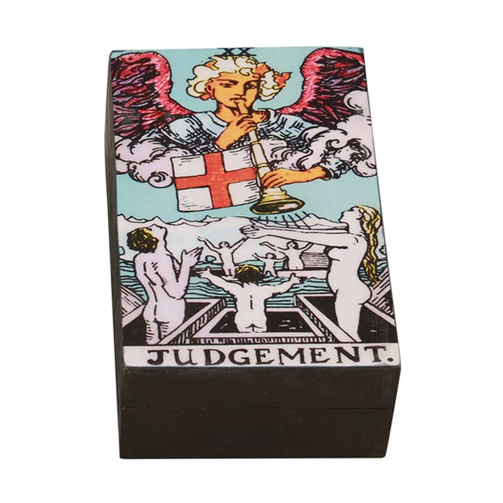 Scatola per tarocchi in legno (15 x 4 pollici) - Giudizio per la vendita all'ingrosso da parte di Designs by Deekay Inc.
