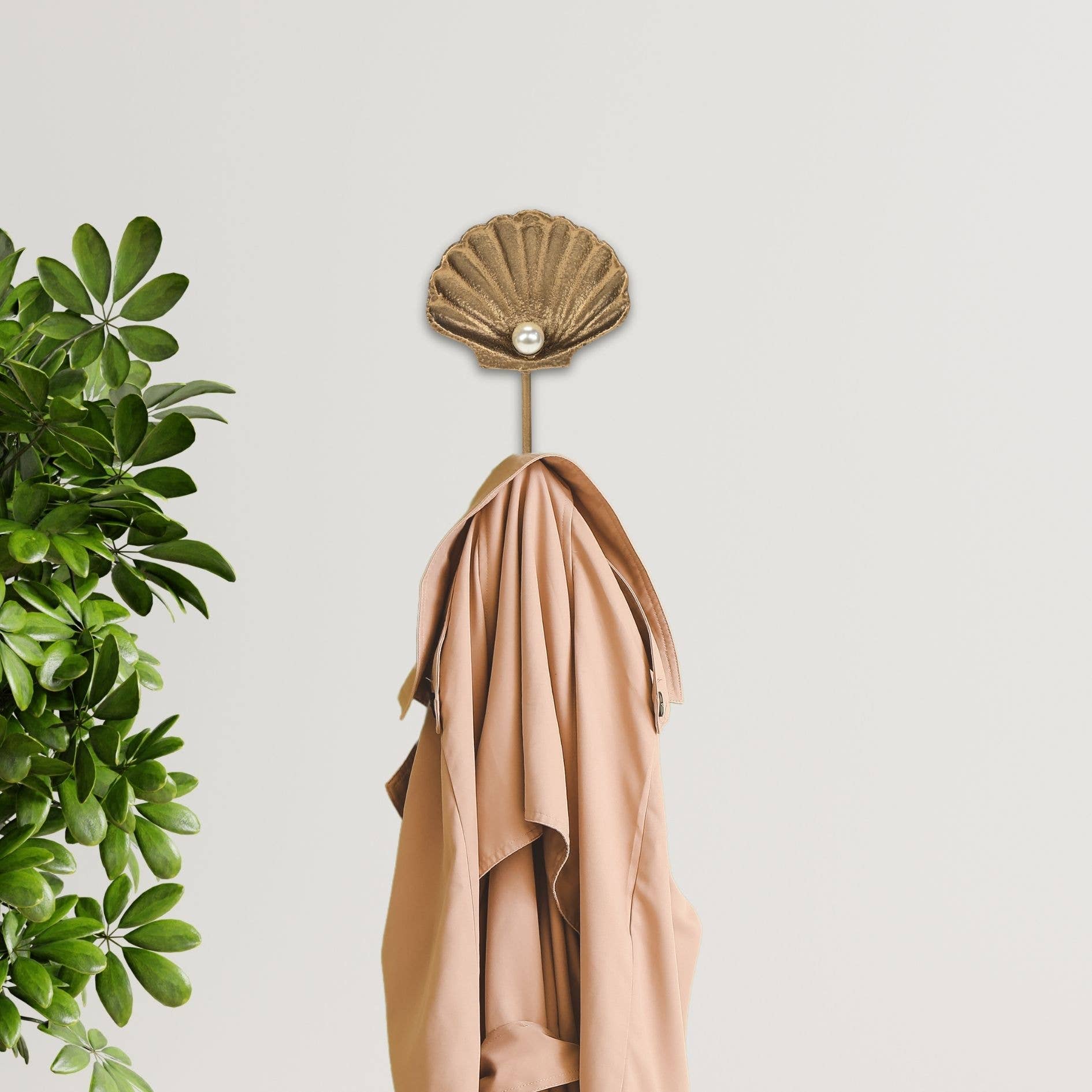 Cheungs Home Decor - Vente Crochets muraux - Crochet mural en fonte Coquillage doré Mythra2