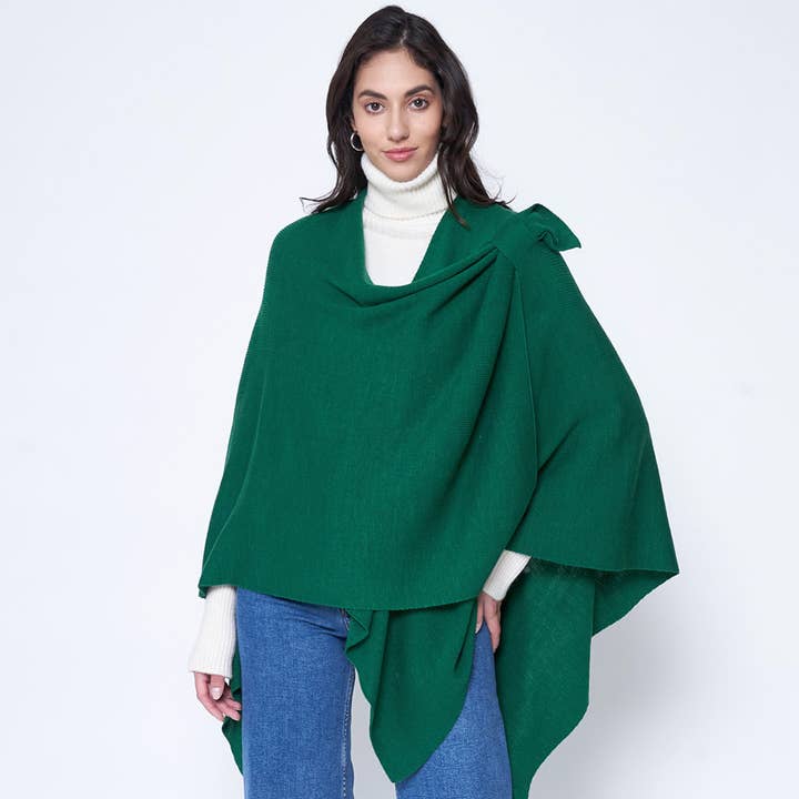 Sensibling Corp. - Wholesale Poncho - Women's - Shoulder Strap Solid Ruana Poncho19