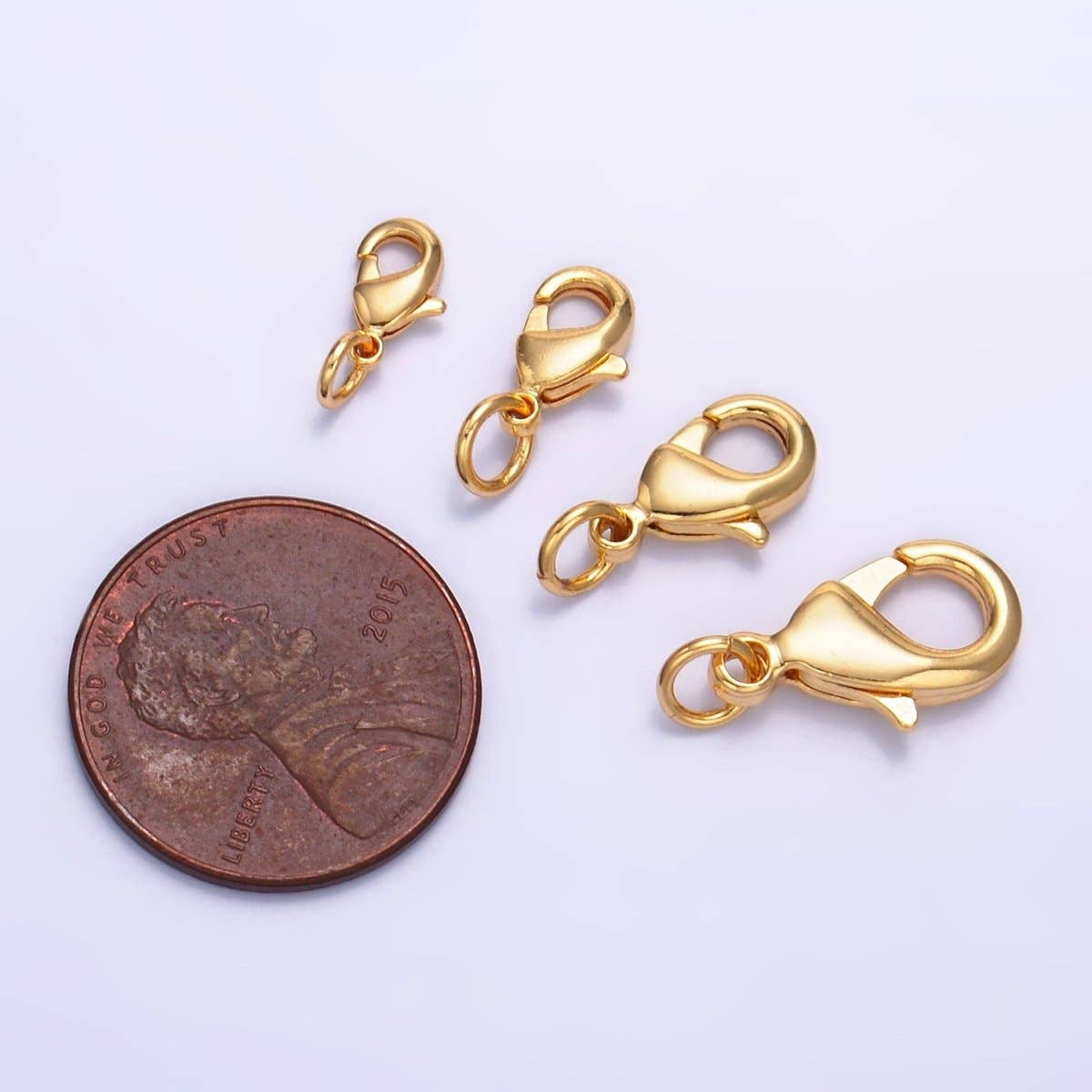 Aim Eternal - Wholesale Craft Supplies - 24K Gold Filled 12mm, 10mm, 15mm, 8mm Lobster Claw Clasps Closure Findings | Z1068 - Z10714
