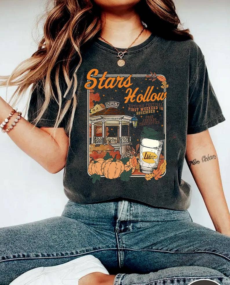 TheKingShirt - Wholesale Graphic Sweatshirt - Women's - Girls Fall Vibes Luke's Diner Autumn Festival Dragonfly Inn