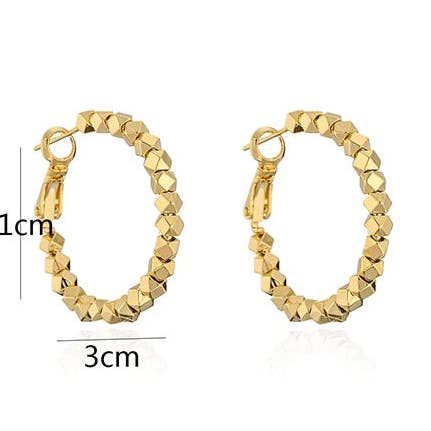 Nette Road Wholesale - Wholesale Hoop Earrings - Polygonal beaded full circle Earrings0