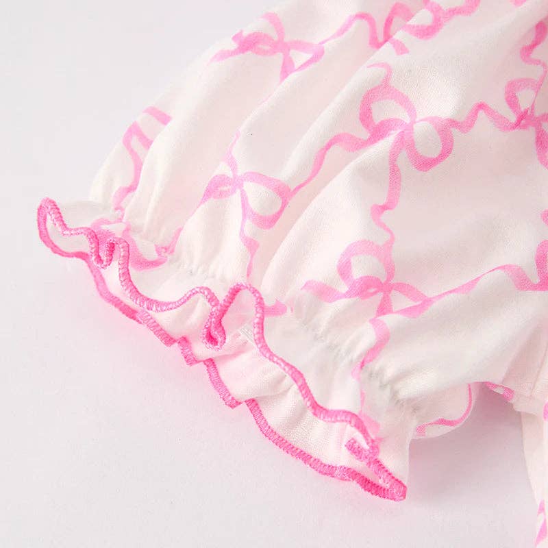 Auraquise - Vente Robe – enfant - Robe brodée smockée rose avec nœud pour filles d'été3