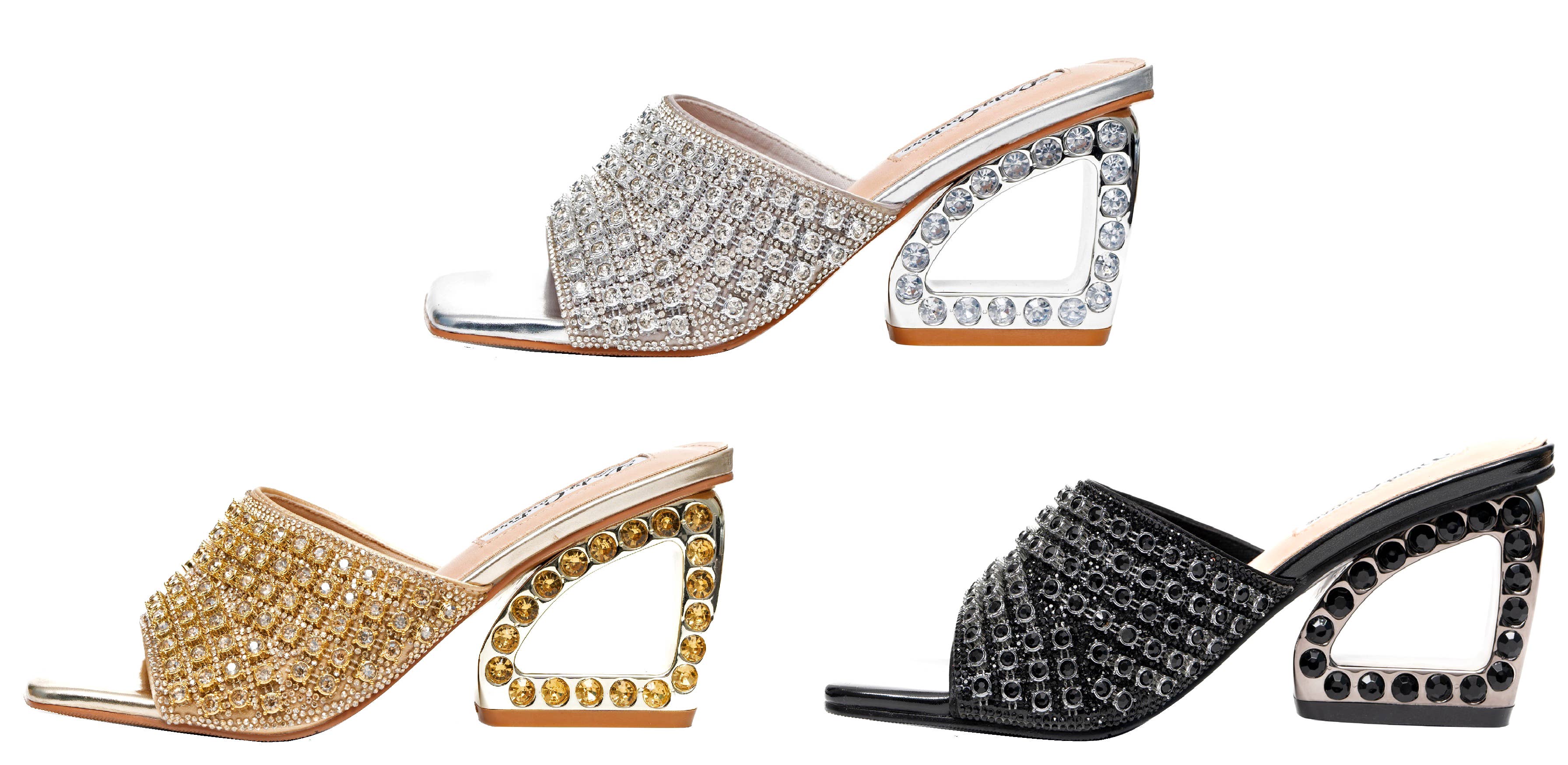 LADY COUTURE - Wholesale High Heels - Women's - Royal Jewels Slide with Metallic Jewels Heel
12