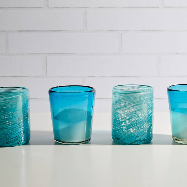 Verve Culture - Wholesale Drinking Glass/Cup - Mexican Handblown Glasses - Aqua